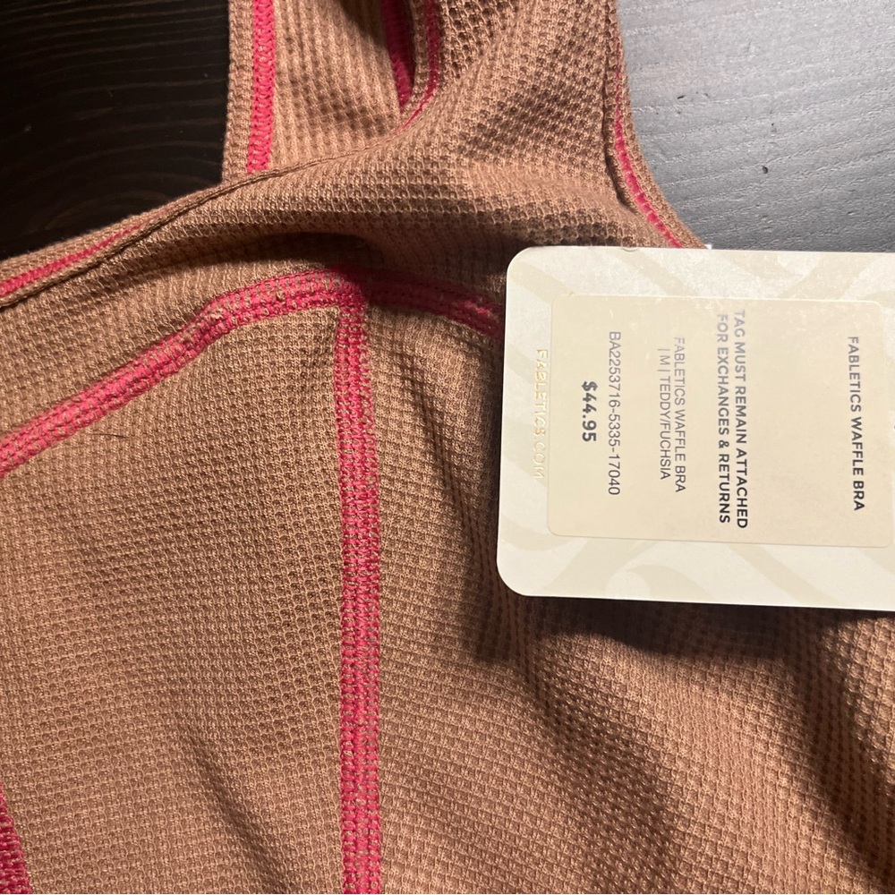Fabletics Waffle Bra - Brown and Pink